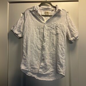 Weatherproof Vintage White Linen Casual Button-Down Shirt Mens Medium